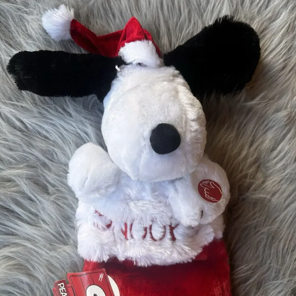 Snoopy Christmas Stocking Animated Ears Move Plush Musical Peanuts 19" Long - Picture 2 of 8